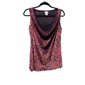 maternity top,  sleeveless, red velvet and black